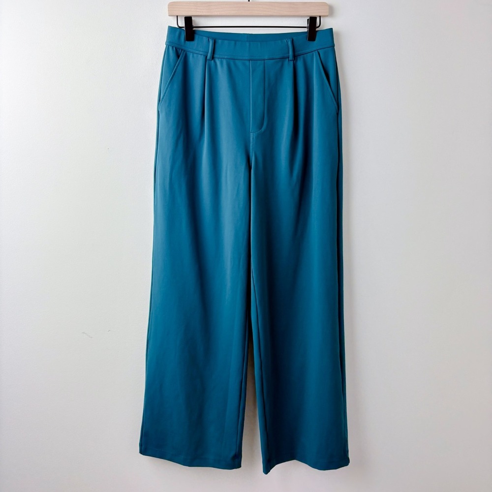 Halara Flex Day Stretch High Waisted Pocket Straight Leg Work Pants Medium Blue